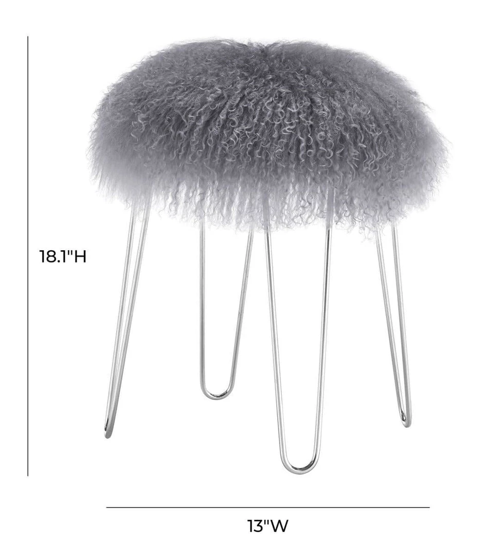 TOV Zelda Grey Sheepskin Bench Bedroom