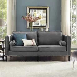 TOV Zelda Grey Sheepskin Bench Bedroom