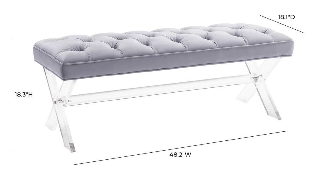 TOV Claira Lucite Bench Bedroom