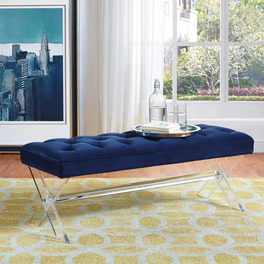 TOV Claira Lucite Bench Bedroom