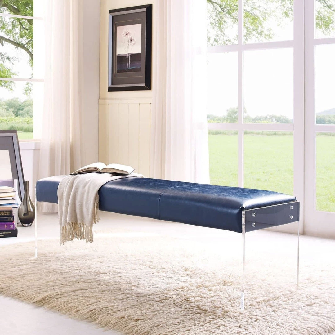 TOV Envy Leather Acrylic Bench
