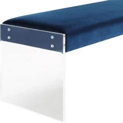 TOV Envy Blue Velvet/Acrylic Bench