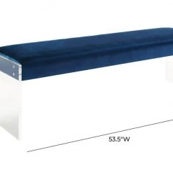 TOV Envy Blue Velvet/Acrylic Bench