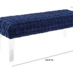TOV Bedroom Sal Woven Velvet Bench