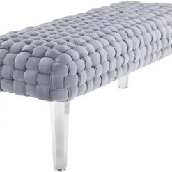 TOV Bedroom Sal Woven Velvet Bench