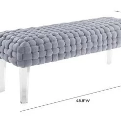 TOV Bedroom Sal Woven Velvet Bench