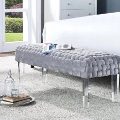 TOV Bedroom Sal Woven Velvet Bench