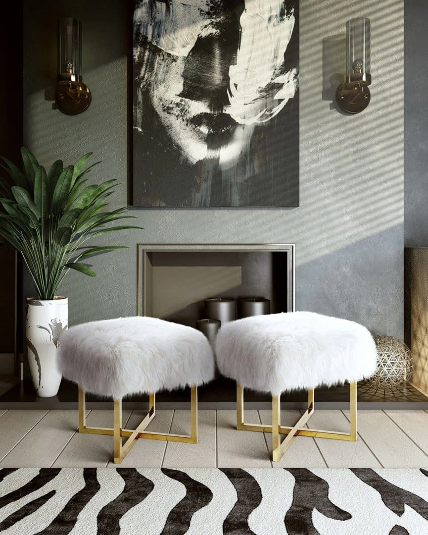 TOV Nomo Sheepskin Bench Bedroom