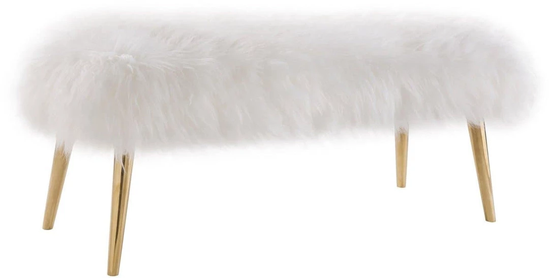 TOV Bedroom Churra White Sheepskin Bench