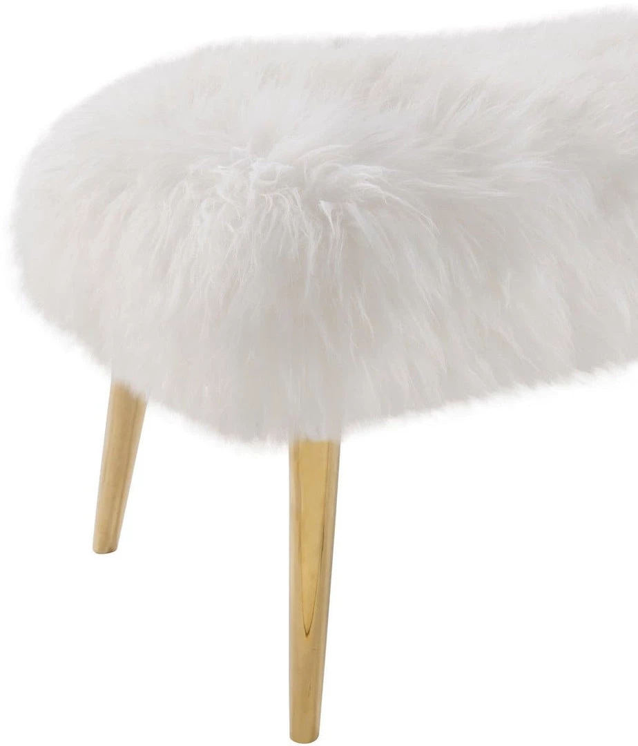 TOV Bedroom Churra White Sheepskin Bench
