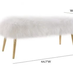 TOV Bedroom Churra White Sheepskin Bench