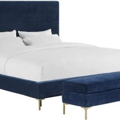 TOV Bedroom Delilah Textured Velvet Bench