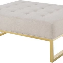 TOV Bedroom Nova Metallic Beige Linen Ottoman