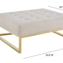 TOV Bedroom Nova Metallic Beige Linen Ottoman