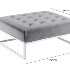 TOV Nova Grey Velvet Ottoman Bedroom