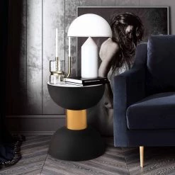 TOV Living Room Taper Marble Side Table