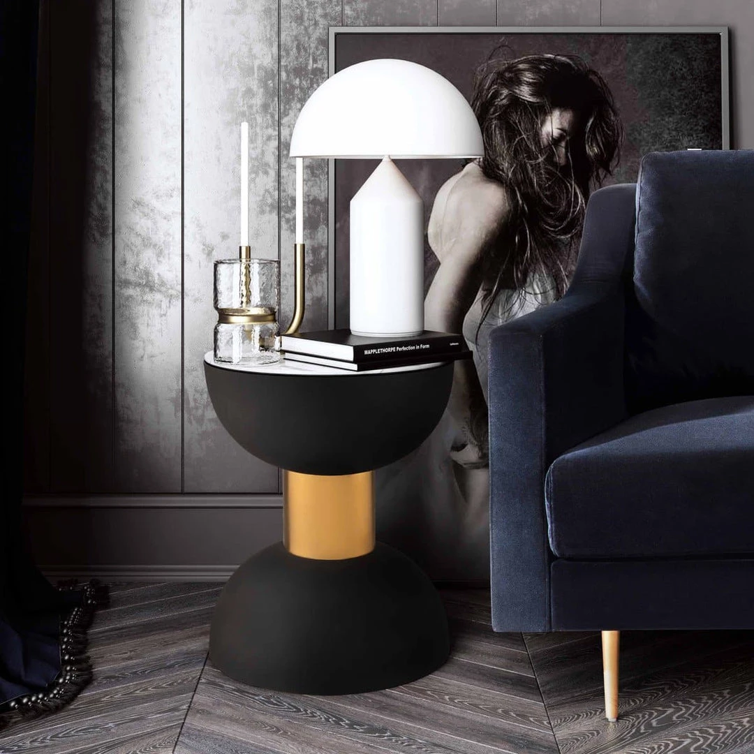 TOV Living Room Taper Marble Side Table