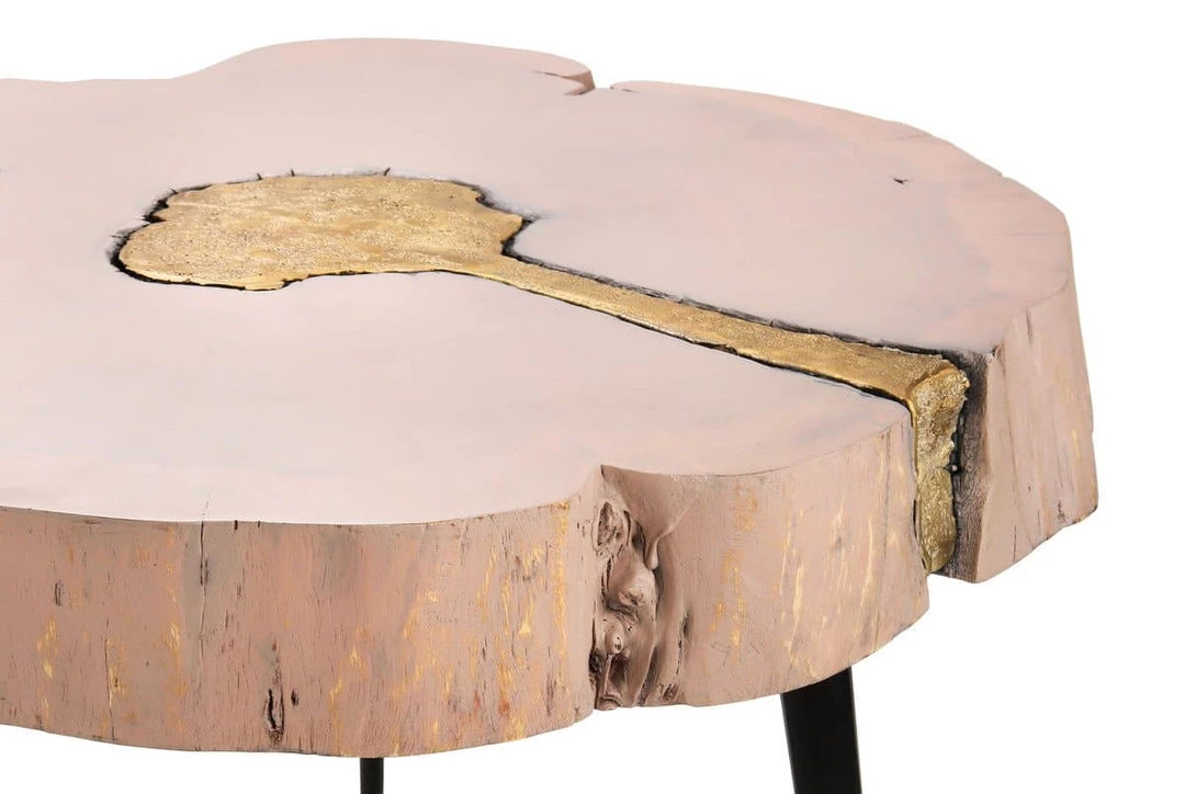 TOV Living Room Timber Pink And Brass Coffee Table