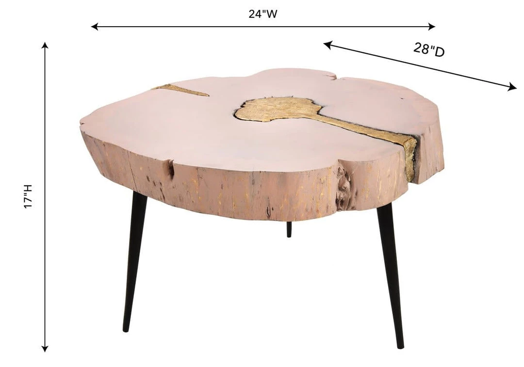 TOV Living Room Timber Pink And Brass Coffee Table