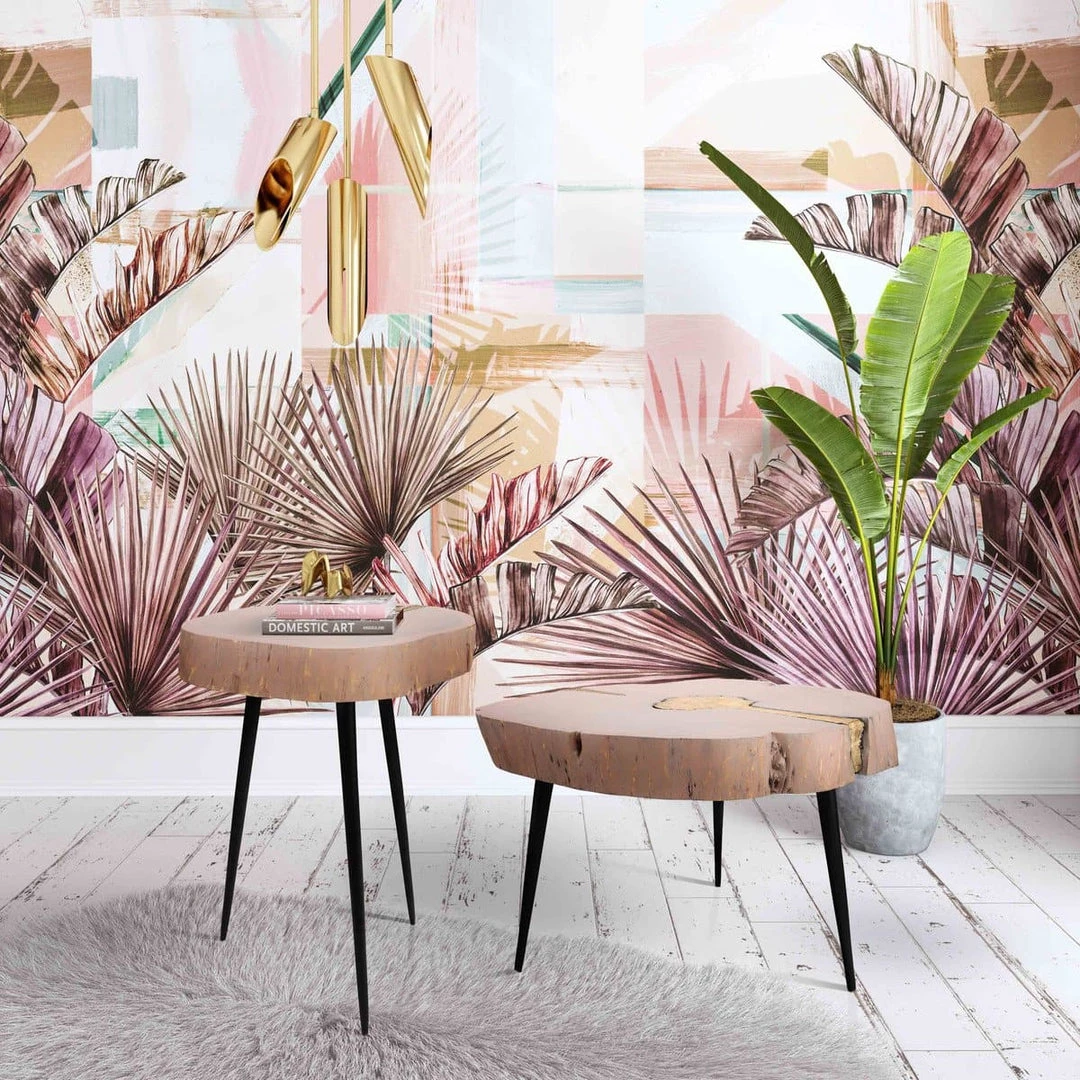 TOV Living Room Timber Pink And Brass Coffee Table