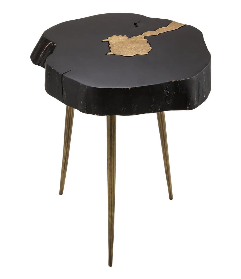 TOV Timber Black And Brass Side Table Living Room