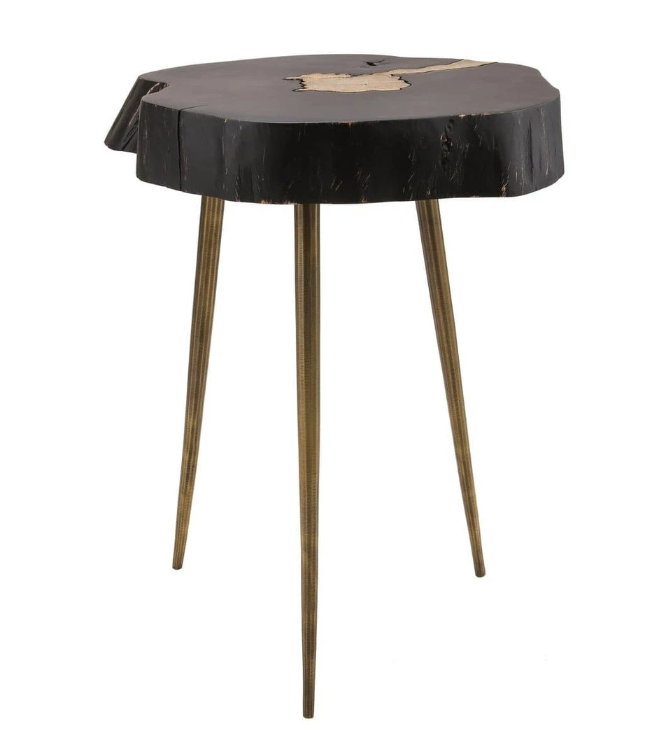 TOV Timber Black And Brass Side Table Living Room