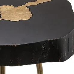 TOV Timber Black And Brass Side Table Living Room