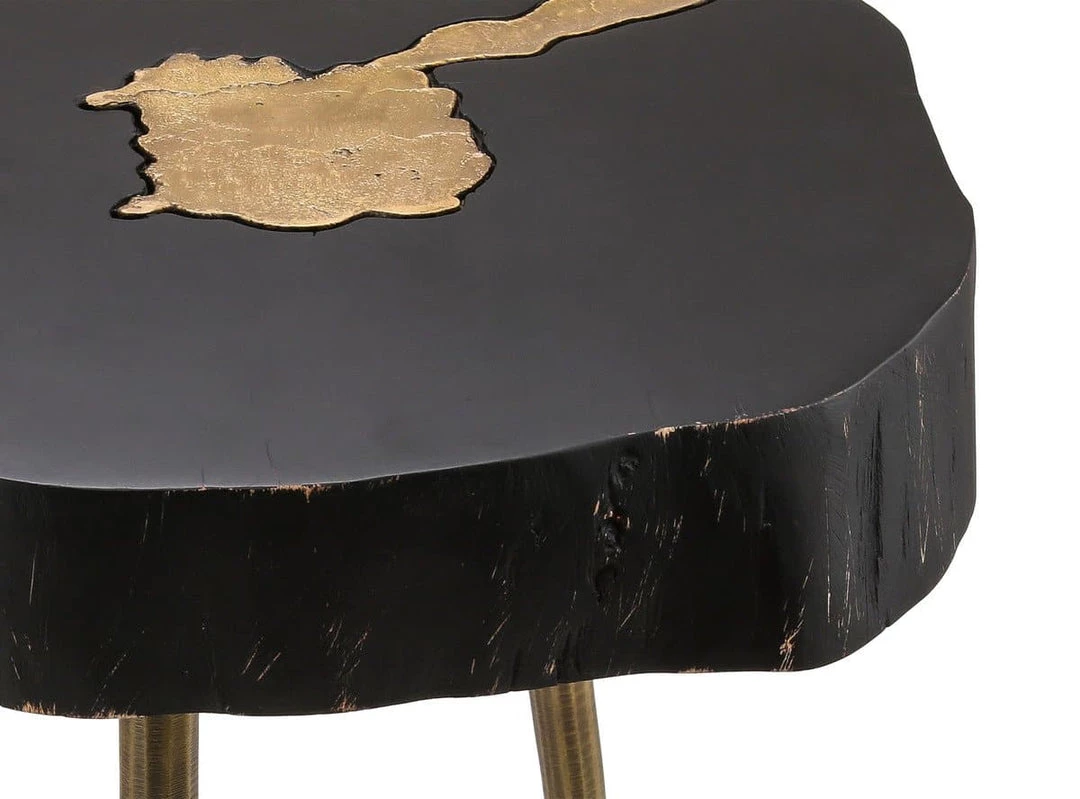 TOV Timber Black And Brass Side Table Living Room