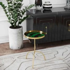 TOV Enamel Black And Green Accent Table Living Room