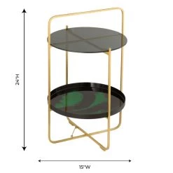 TOV Living Room Enamel Black And Green Side Table