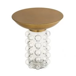 Tov Living Room Bubble Glass And Brass Side Table
