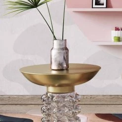 Tov Living Room Bubble Glass And Brass Side Table