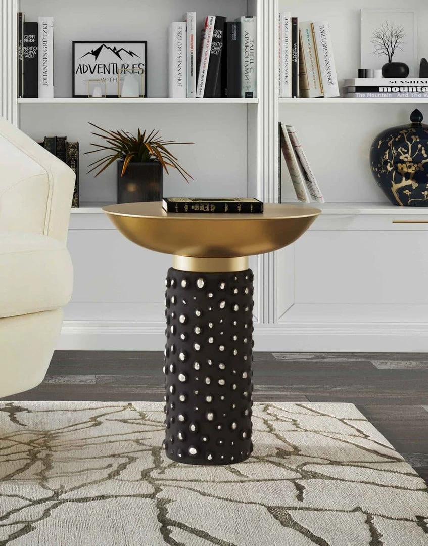 TOV Blaze Glass And Brass Side Table