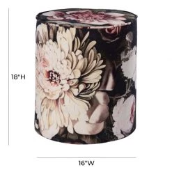 TOV Bedroom Floral Velvet Pouf