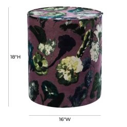 TOV Bedroom Floral Velvet Pouf