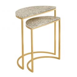 TOV Crete White Terrazzo Nesting Tables