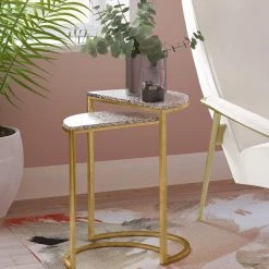 TOV Crete White Terrazzo Nesting Tables