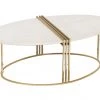 TOV Living Room Caleb Oval White Marble Cocktail Table