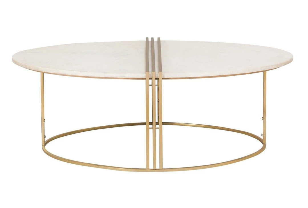 TOV Living Room Caleb Oval White Marble Cocktail Table