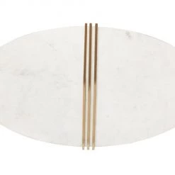 TOV Living Room Caleb Oval White Marble Cocktail Table