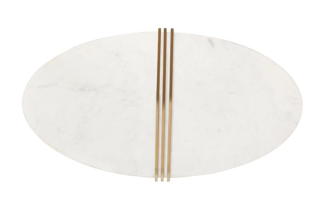 TOV Living Room Caleb Oval White Marble Cocktail Table