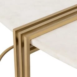 TOV Living Room Caleb Oval White Marble Cocktail Table
