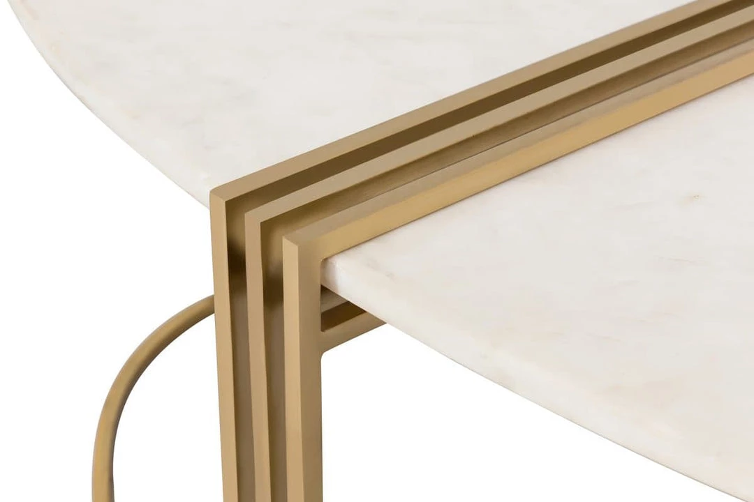 TOV Living Room Caleb Oval White Marble Cocktail Table