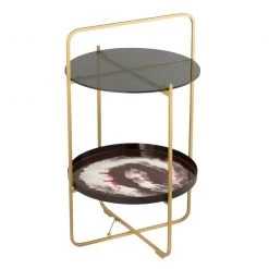 TOV Enamel Plum And White Side Table