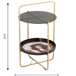 TOV Enamel Plum And White Side Table