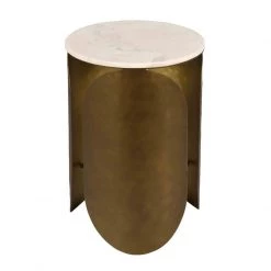 TOV Living Room Indio White Marble Side Table