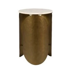 TOV Living Room Indio White Marble Side Table