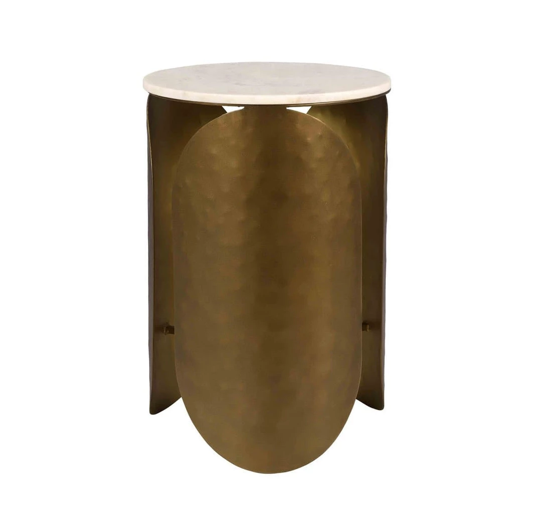 TOV Living Room Indio White Marble Side Table