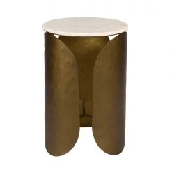TOV Living Room Indio White Marble Side Table