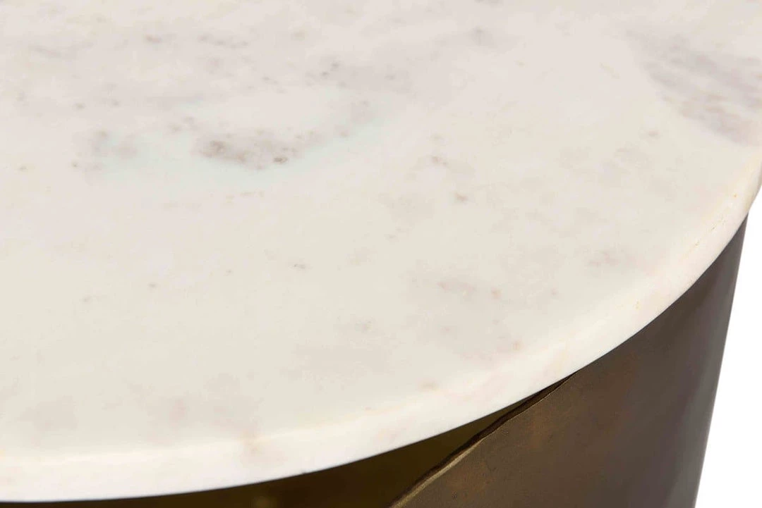 TOV Living Room Indio White Marble Side Table